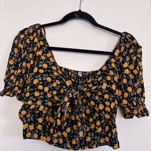 & Other Stories orange tie front baby doll blouse -- size 8 (euro 40)